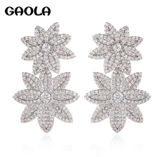 GAOLA New Arrival Long Flower Dangle Earring Cubic Zirconia Earrings Women Jewelry GLE10054 2024 - buy cheap