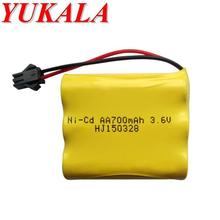 YUKALA 2pcs SM plug 3.6v 700 mAh Ni-CD AA battery  with SM plug for RC car RC tank RC boat 2024 - купить недорого