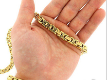 Золотая Византийская цепь из нержавеющей стали, мужское ожерелье 8 мм, 24 дюйма, очаровательные подарки 2024 - купить недорого