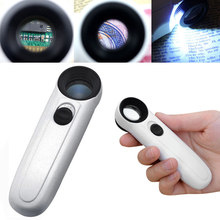 Hot Handheld AAA 40x LED Light Microscope Magnifier Magnifying Glass Loupe For Jewelry Stamps Coin Collectors With 2 LED 2024 - buy cheap
