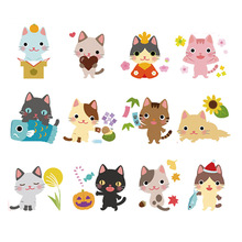 12pcs/set Cute Cat Wall Sticker Cat Switch Sticker Wall Sticker Home Decor for Living Room Children Room Switch Sticker 2024 - купить недорого