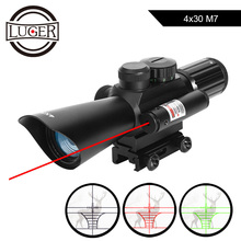 LUGER 4X30 M7 Optic Sight Riflescope Tactical Illumination Reticle Scope Sniper Collimator Sight Red Laser Sight Scope 2024 - buy cheap