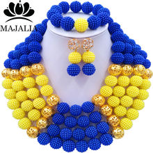 Fashion Majalia african jewelry set yellow and blue plastic Nigeria Wedding african beads jewelry sets CX-035 2024 - buy cheap