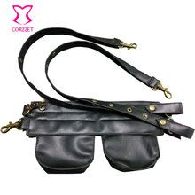 Men /Women Black Faux Leather Pocket Belt Waist Pouch Bag Steampunk Corset Sexy Corsets And Bustiers Gothic Clothing Accessories 2024 - buy cheap