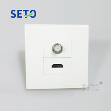 SeTo 86 Type One Port Elbow Insert HDMI + F Head Digital TV Connector Panel Wall Plate Socket Keystone Faceplate 2024 - buy cheap