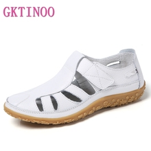GKTINOO Hollow Out Woman Shoes Genuine Leather Women Flats Summer Women's Loafers Breathable Beach Female Shoe Large Size 35-42 2024 - buy cheap