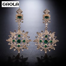 GAOLA-pendientes de circonia cúbica para mujer, nueva flor ovalada, Circonia cúbica, cristal hueco, joyería de boda GLE8068 2024 - compra barato