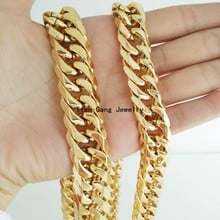 7"-40" Long Choose Yellow Gold Tone 316L Stainless Steel Curb Cuban Chain Men's 13/16mm Chain Necklace Anniversary Jewelry 2024 - buy cheap