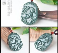 Handwork Carven gray jade jadeite Dog Pendant Sapphire Amulet Bless zodiac TALISMAN 2024 - buy cheap