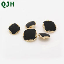 QJH-Botones de vástago redondo de Color negro y dorado clásico, botones de Metal elegantes para costura de ropa y vestido, decoración artesanal, 10 Uds. 2024 - compra barato