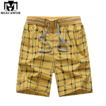 MIACAWOR 2019 New Summer 100% Cotton Casual Men Shorts Fashion Plaid Beach Shorts Homme Elastic Waist Sweatpants K816 2024 - buy cheap