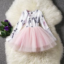 Свадебное платье-пачка принцессы с цветочным узором для девочек, зимняя одежда для маленьких девочек, детские платья для девочек, 2019 2024 - купить недорого
