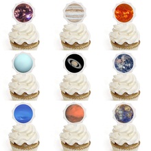 9 pçs galaxy sistema solar cupcake toppers nove planetas bolo toppers crianças aniversário festa de chá de fraldas sobremesa mesa bolo decoração 2024 - compre barato