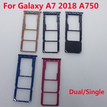 Новый двойной одиночный лоток для sim-карты для Samsung Galaxy A7 2018 A750 A750F слот-держатель для sim-карты Запасная часть 2024 - купить недорого