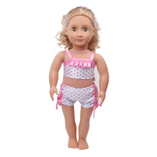 Doll clothes Polka dot white swimsuit Bikini 2 pcs toy accessories fit 18 inch Girl doll and 43 cm baby dolls c538 2024 - buy cheap
