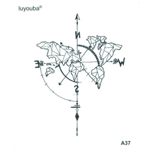 Карта мира, поддельные татуировки, тату, водостойкая Временная тату-наклейка, компас, временные тату наклейки, тату 2024 - купить недорого