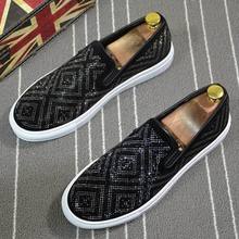 ERRFC diseñador de moda hombres negro Loafer zapatos lujo strass encanto hombre Trending ocio zapatos deslizamiento en la plataforma plana tamaño 44 2024 - compra barato