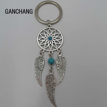 Gift Blue Beads Dreamcatcher Feather Wind Chimes Dream Catcher Key Chain Female Vintage Indian Style Keychain 2024 - buy cheap