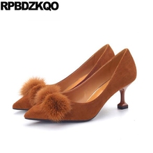 fur size 33 2018 ladies mid heels shoes suede 4 34 footwear pointed toe big fashion cheap brown 10 42 kitten 11 43 designer 2024 - buy cheap