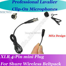 mini 4Pin Pro MICWL ME2 Desgin New Microfone Beige Lavalier Lapel Microphone for Shure Wireless Clip-On Beltpack System 2024 - buy cheap
