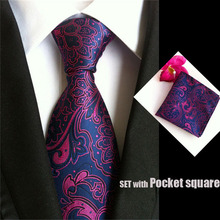 Corbata floral de lujo de 8cm, corbatas formales tejidas de jacquard de buena calidad con bolsillo cuadrado 2024 - compra barato