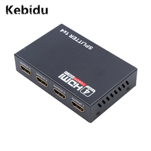 Kebidu-Divisor de 5,1 Gbps 1X4 compatible con HDMI, Hub HD 1080p 1 en 4 salidas, amplificador de repetidor de 4 puertos 1,4, enchufe europeo/estadounidense, venta al por mayor 2024 - compra barato