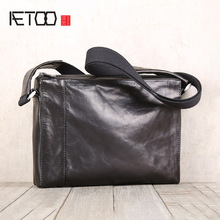 Мужская кожаная сумка ручной работы AETOO из козьей кожи, повседневный маленький портфель через плечо 2024 - купить недорого