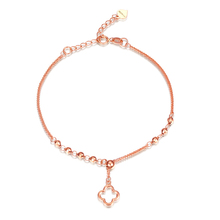 Novidade bracelete feminino au750 ouro rosê com flores 2024 - compre barato