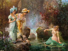 free shipping classical count figure oil painting canvas prints beauty pool oil painting printed on canvas wall decor picture 2024 - buy cheap