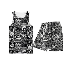 UJWI 3D Full Printed Black And White Comics Horror T-shirt Vest Shorts Men's Custom Street Summer Suit Big Size Fashion Clothing 2024 - buy cheap