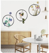 Modern Wrought Iron Round Flower Birds Wall Decoration Pendant Livingroom Background Wall Hanging Crafts Hotel Porch Wall Murals 2024 - buy cheap