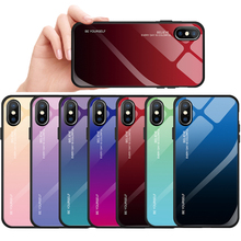 Градиентный стеклянный чехол 50 шт./лот для Apple iPhone 6 7 8 Plus X XR XS Max 6Plus 7 + защитная задняя крышка для телефона 2024 - купить недорого