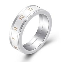 Кольца из нержавеющей стали для женщин, серебряное обручальное кольцо с керамической Римской цифрой, женские модные ювелирные изделия 2024 - купить недорого