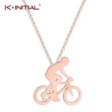 Kinitial pingente fashion para bicicleta, colar para homens e mulheres em aço inoxidável, colares chian, joias 2024 - compre barato