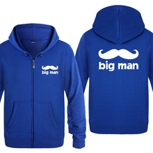 Mustache Big Man Fathers Day Gift Sweatshirts Men 2018 Mens Zipper Hooded Fleece Hoodies Cardigans 2024 - buy cheap