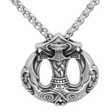 Nordic viking odin raven thor hammer Mjolnir stainles steel pendant necklace 2024 - buy cheap