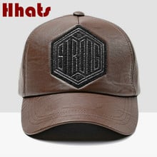 Boné masculino de beisebol snapback de couro pu, boné ajustável masculino de couro falso, boné vintage para esportes ao ar livre, chapéu de hip hop 2024 - compre barato