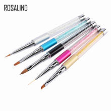 Щетка для ногтей ROSALIND с чехлом, алмазная металлическая акриловая ручка, резьба, порошок, кисть для дизайна ногтей, гель для приклеивания страз, ручка для салона 2024 - купить недорого