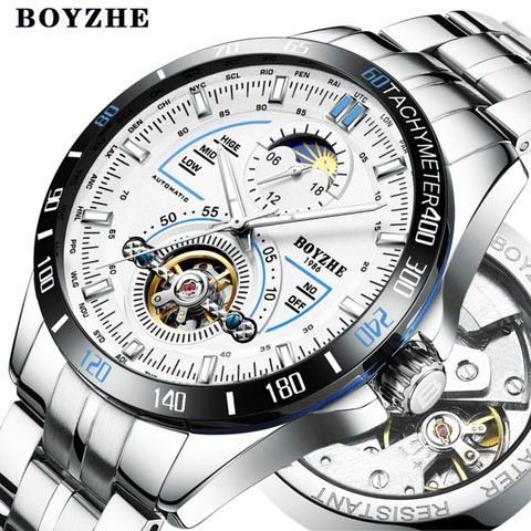 Men Automatic Mechanical Watch Sports Fashion Luxury Luminous Tourbillon Waterproof Stainless Steel Watches Relogio Masculino 2022 - buy cheap