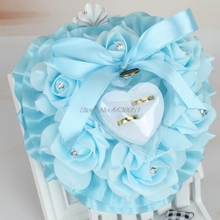 Romantic Rose Wedding Favors Heart Shape Rhinestone Gift Ring Box Pillow Cushion Dropshipping 2024 - buy cheap