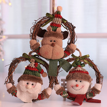 Decoración creativa para árbol de Navidad, corona de ratán, colgante de muñeco de nieve de Papá Noel, adornos de Navidad, decoración de ventana, accesorios para el hogar 2024 - compra barato