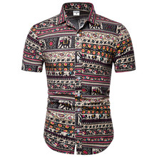 Vintage African Ethnic Print Shirt Men 2020 Summer New Short Sleeve Mens Dress Shirts Holiday Party Hawaiian Shirt Men Chemise 2024 - buy cheap