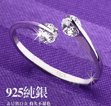 New arrival 925 sterling silver crystal ladies open ring female pinky wholesale drop shipping no fade Christmas gift 2024 - buy cheap