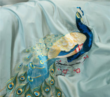 60S Египетский хлопок нежная вышивка роскошный комплект постельного белья с рисунком павлина; Королева; король Размеры 4/6 шт. постельный комплект подушка 38 2024 - купить недорого