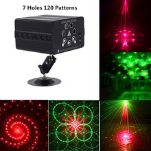 Proyector láser para discoteca, dispositivo de proyección con 7 patrones de Láser LED, para fiesta de Navidad, DJ, activación por voz, para boda, 120 2024 - compra barato