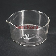 Fundo cristalizando vidro do plat do prato de 90mm com bico para o laboratório da química 2024 - compre barato