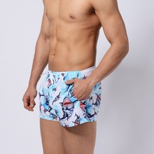 SD368 floral shark print swimwear men summer beach shorts men swimsuits sunga board surfing briefs quick dry bathing suits 2024 - buy cheap