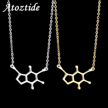 Atoztide Simple Serotonin Molecule Necklace Women Chemical Geometric Polygon Pendant Necklace Hormone Dopamine Love Jewelry 2024 - buy cheap