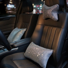 Bling Rhinestone Crystal Car Neck Pillows Waist Support Diamond Auto Headrest Pillow Car Interior Accessories for Girls Women 2024 - buy cheap