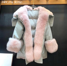 Winter Women Real Large Fox Fur Collar Jacket 90% White Duck Down Thicken Parka Female Hooded Coats 2024 - buy cheap